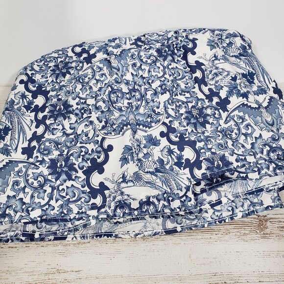 Ralph Lauren Twin Tamarind Bird Porcelain Blue White Floral Bed skirt Ruffle - Picture 1 of 5